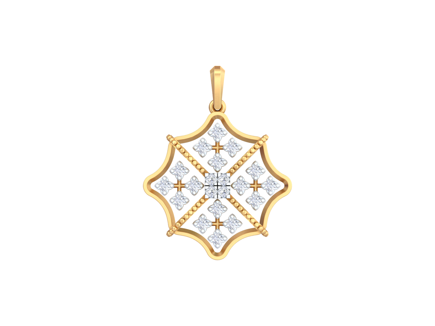 Premium Gold & Diamond Floral Pendant Set KRC40738