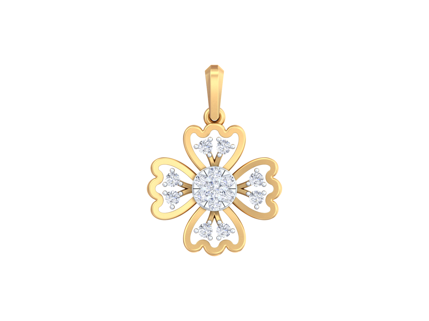 Gold & Diamond Floral Pendant Set KRC40700