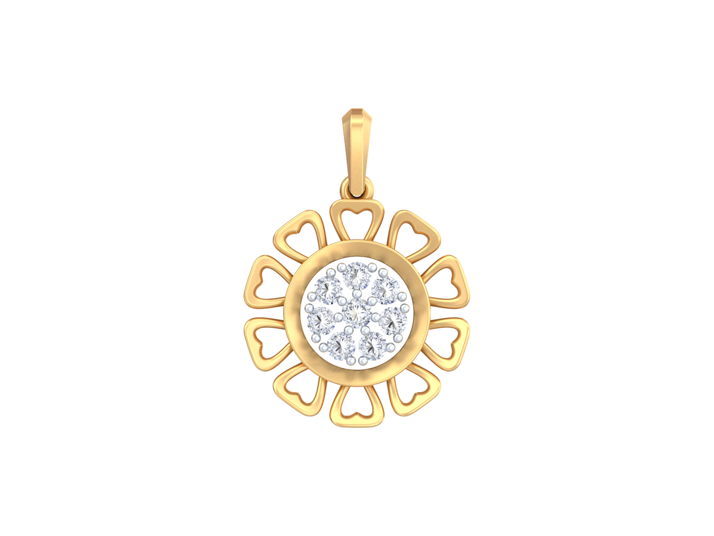 Gold & Diamond Floral Pendant Set KRC40703
