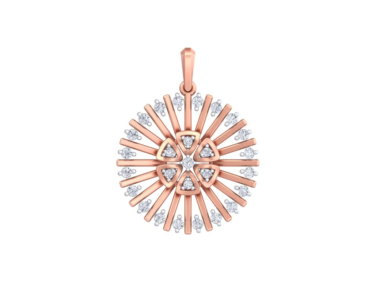 Rose gold & diamond Round-Shaped Pendant on white background