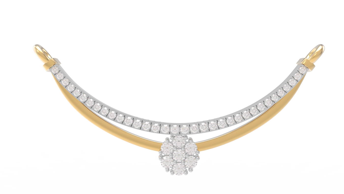 Gold & Diamond Curved Floral Mangalsutra For Women KRC50108