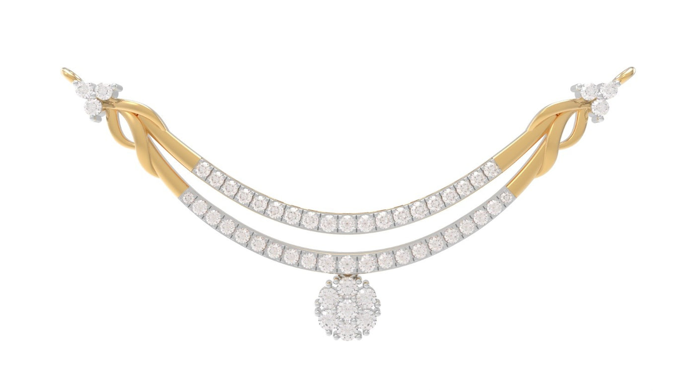 yellow gold and diamond mangalsutra  on a white background