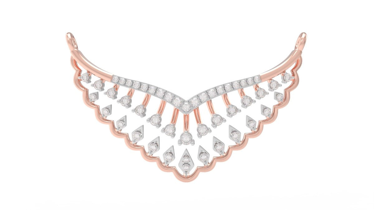 Rose gold & diamond floral mangalsutra on white background