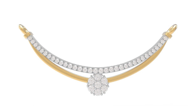 Gold & Diamond Curved Floral Mangalsutra For Women KRC50108