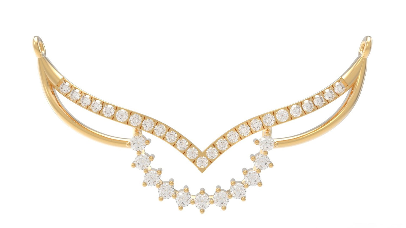 yellow gold and diamond mangalsutra on a white background