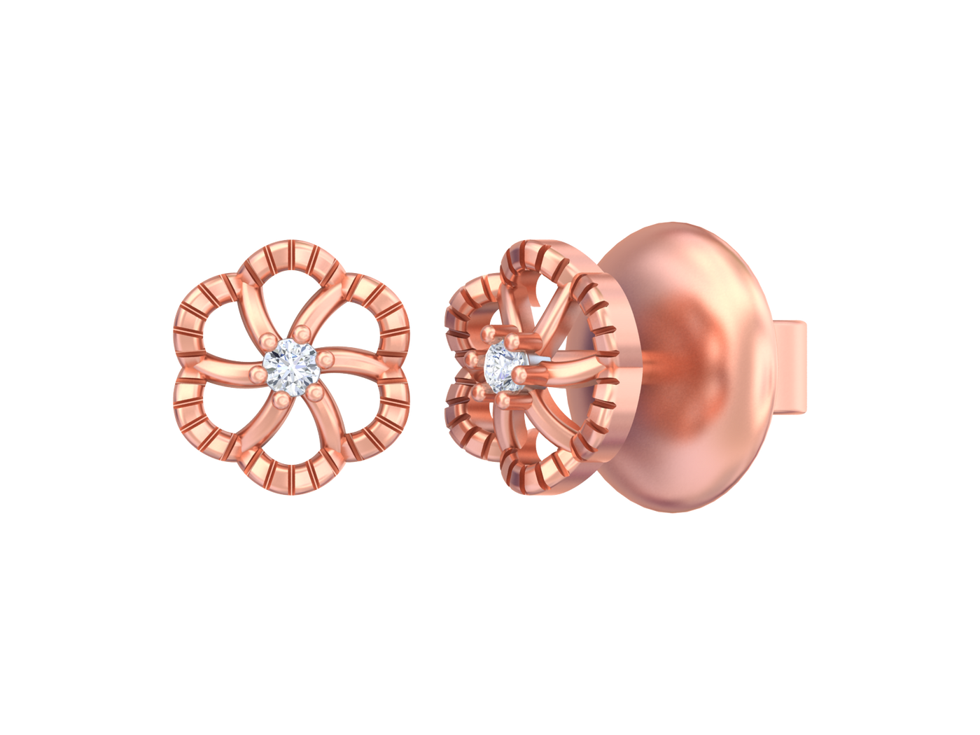 Gold & Diamond Solitaire Women Earring KRC30175