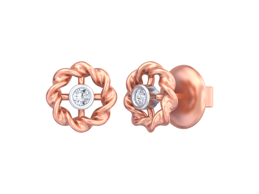 18K Gold & Diamond Solitaire Women Earring KSK048