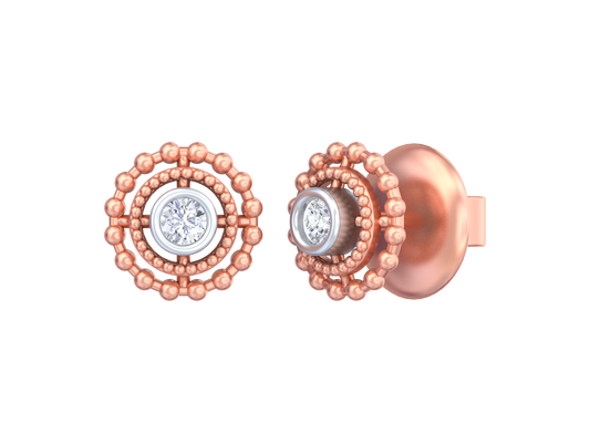 18K Gold & Diamond Solitaire Women Earring KSK050