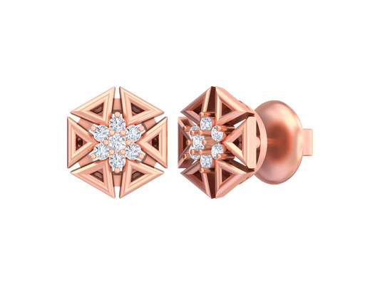 18K Gold & Diamond Women Stud Earring KSK056