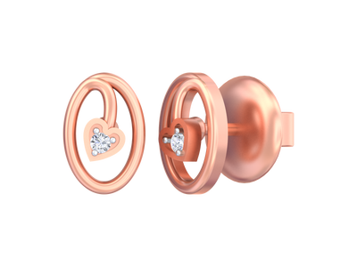 18K Gold & Diamond Solitaire Women Earring KSK075