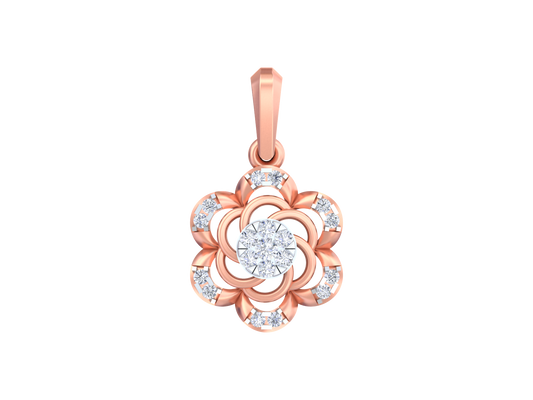 18K Gold & Diamond Floral Pendant KSK113
