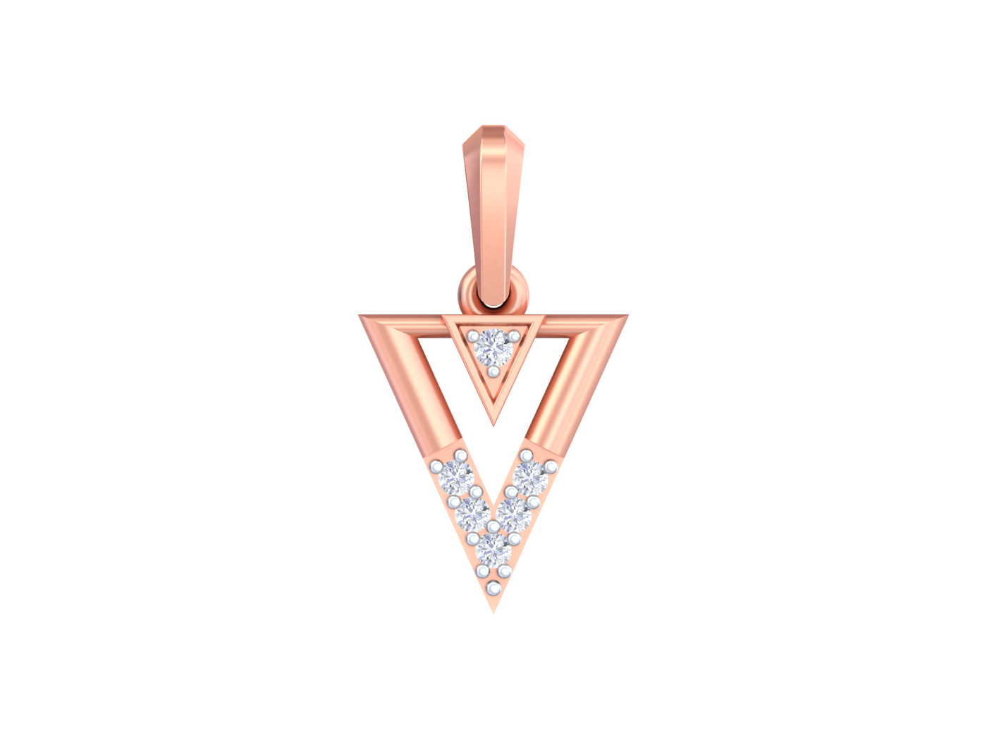 Minimalist Triangle Gold & Diamond Pendant KRB40225
