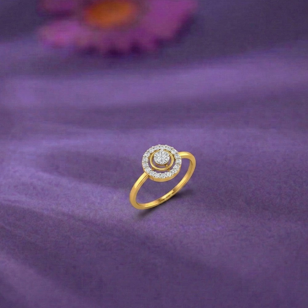 महिलाओं के लिए 18K गोल्ड और डायमंड बैंड रिंग KSK153