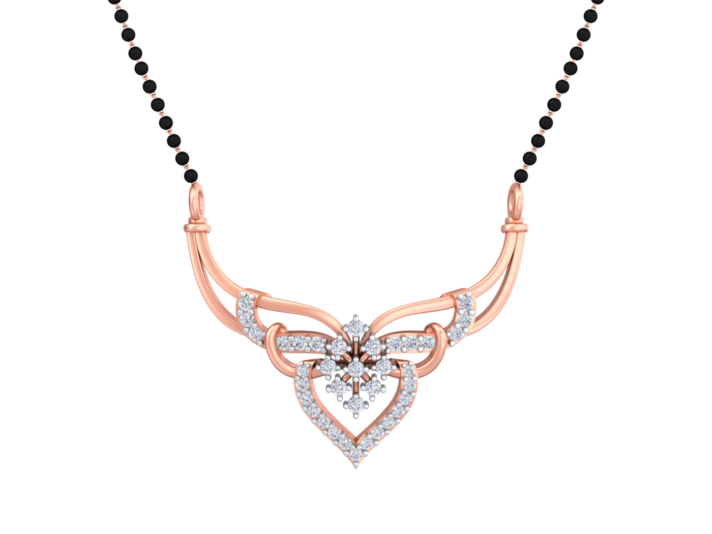 Gold & Diamond Floral Mangalsutra For Women KRB50047