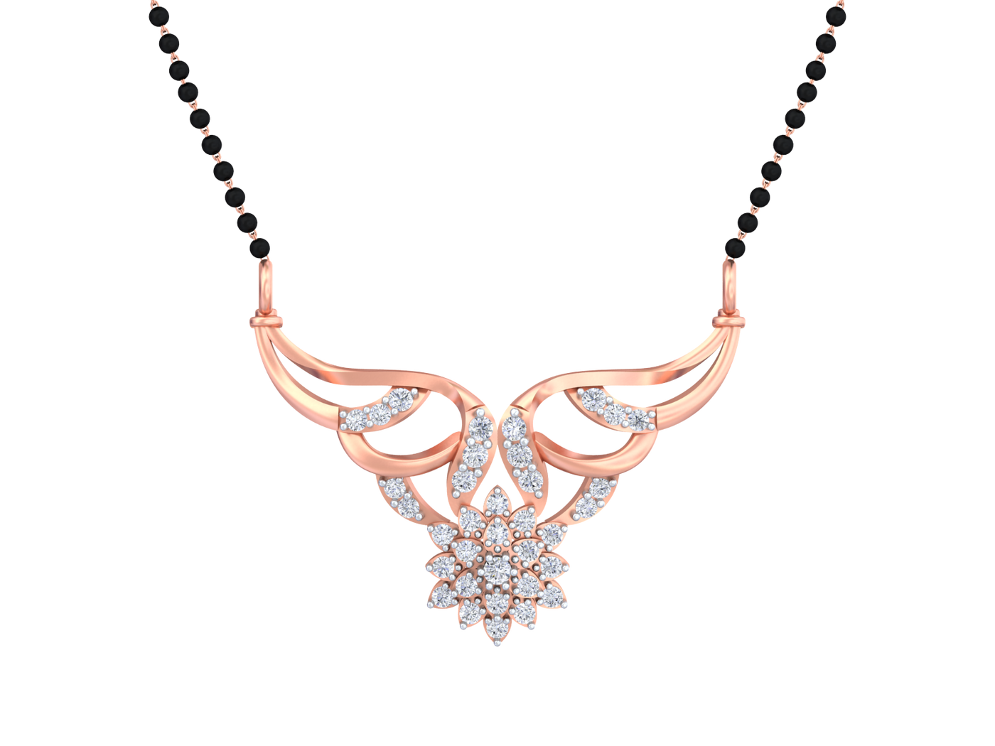 Gold & Diamond Floral Mangalsutra For Women KRB50046