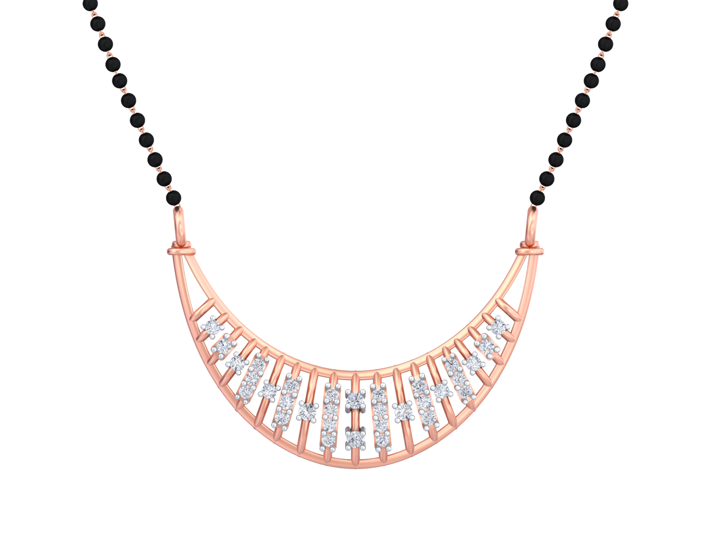 Gold & Diamond Beaded Mangalsutra For Women KRB50045