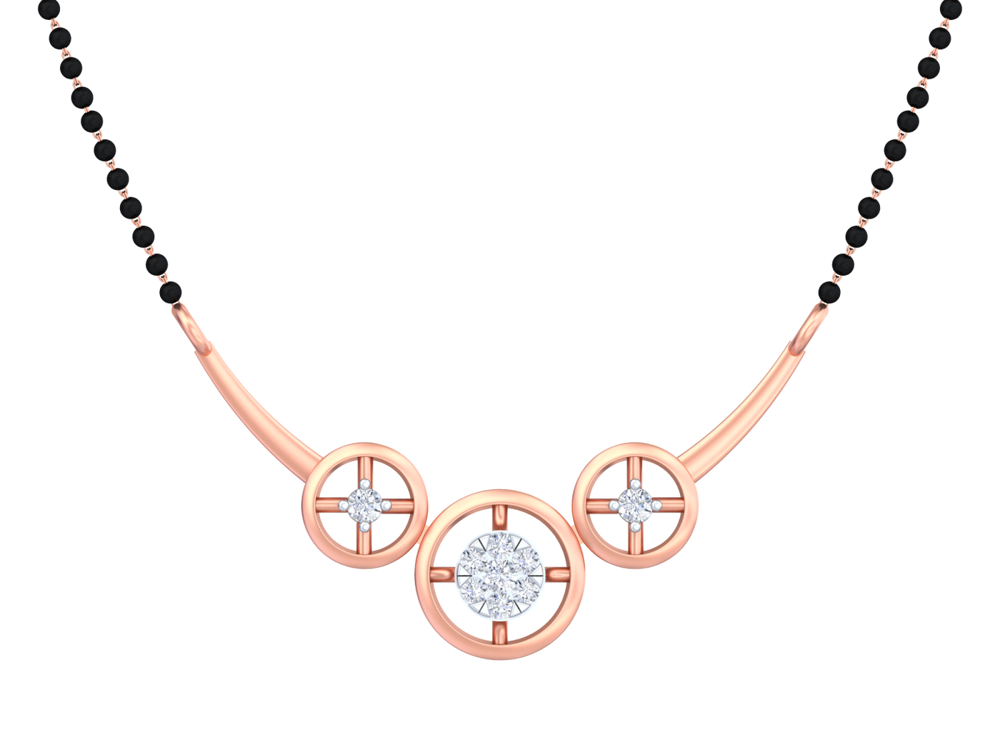 Gold & Diamond Modern Halo Mangalsutra For WomenKRB50039