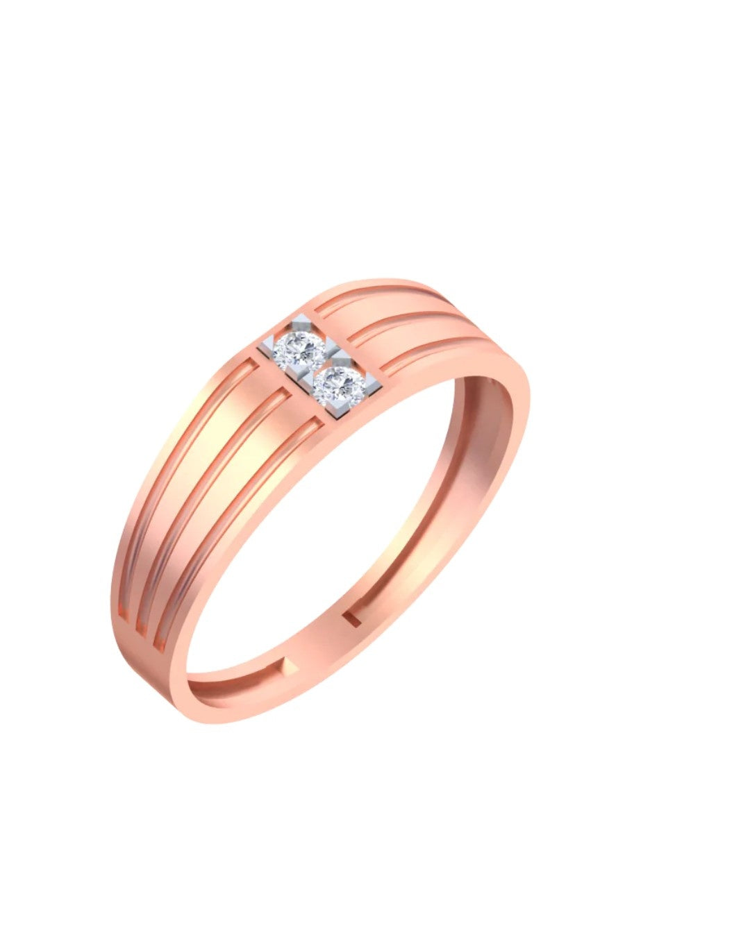 A rose gold and diamond band ring, shown on a plain white background.