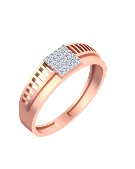 18K Gold & Diamond Band Ring For Men KSK264