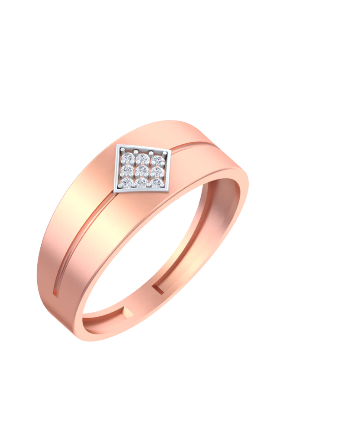 18K Gold & Diamond Band Ring For Men KSK214