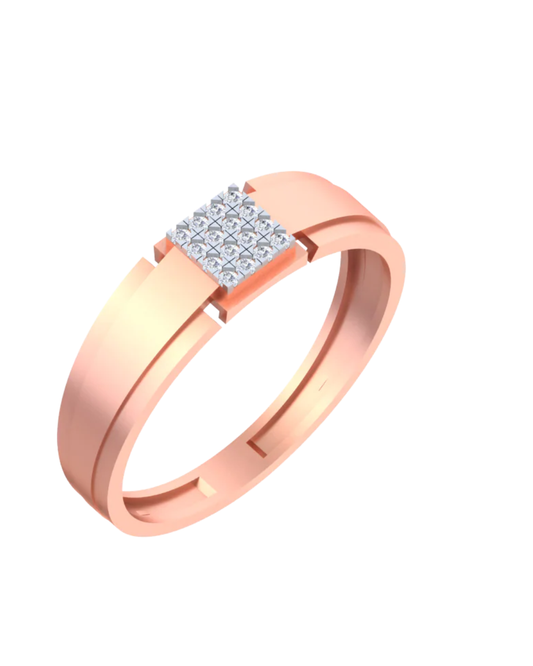 18K Gold & Diamond Square Band Ring For Men KSK233