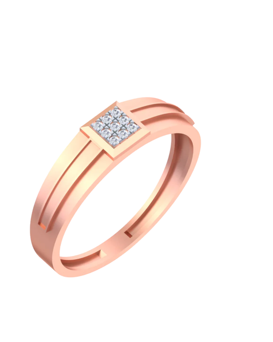 18K Gold & Diamond Band Ring For Men KSK252