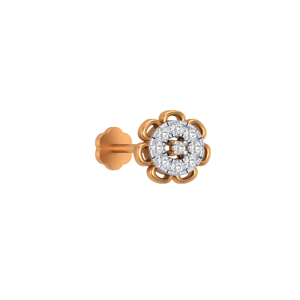 18K Gold & Diamond Nose Pin NP-060