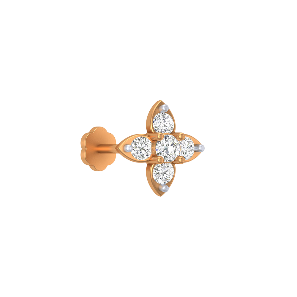 18K Gold & Diamond Nose Pin NP-104