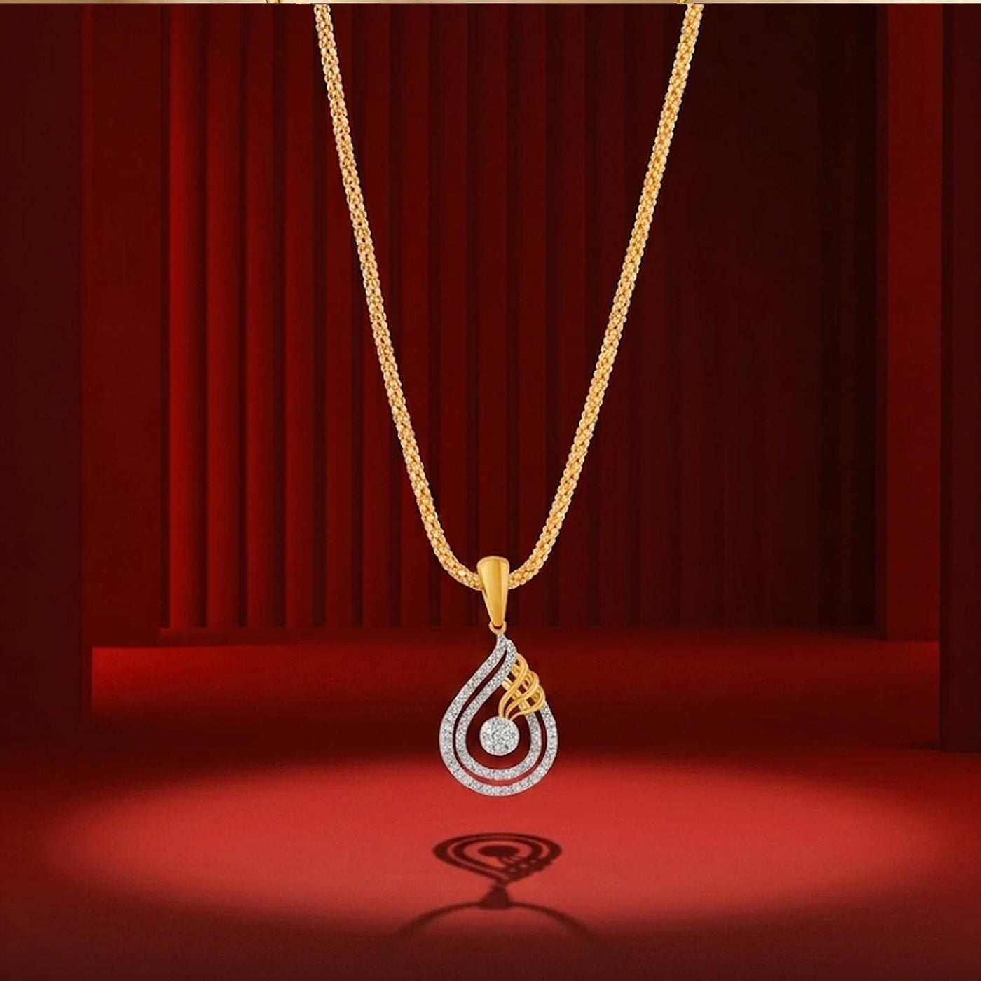 Gold & Diamond drop Pendant P6163JYD0005