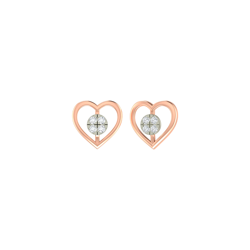 Heart Rose Gold Diamond Earring | under 40k 