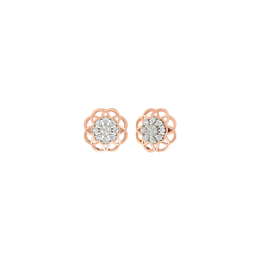 Gold & Diamond Floral Stud Earring For Women PER-172