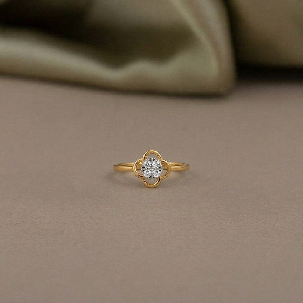 Gold & Diamond Floral Ring For Women KRB10200