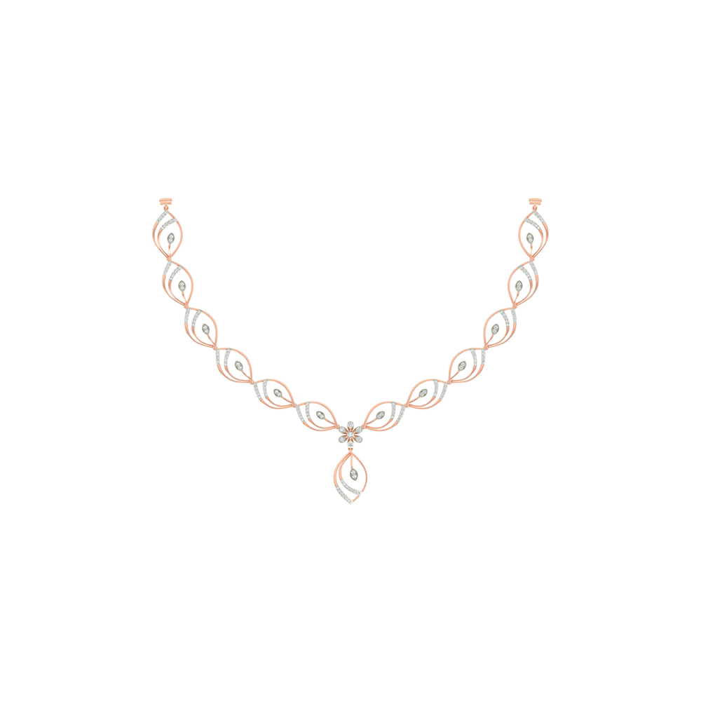 18K Gold & Diamond Necklace Set KNCK-1131