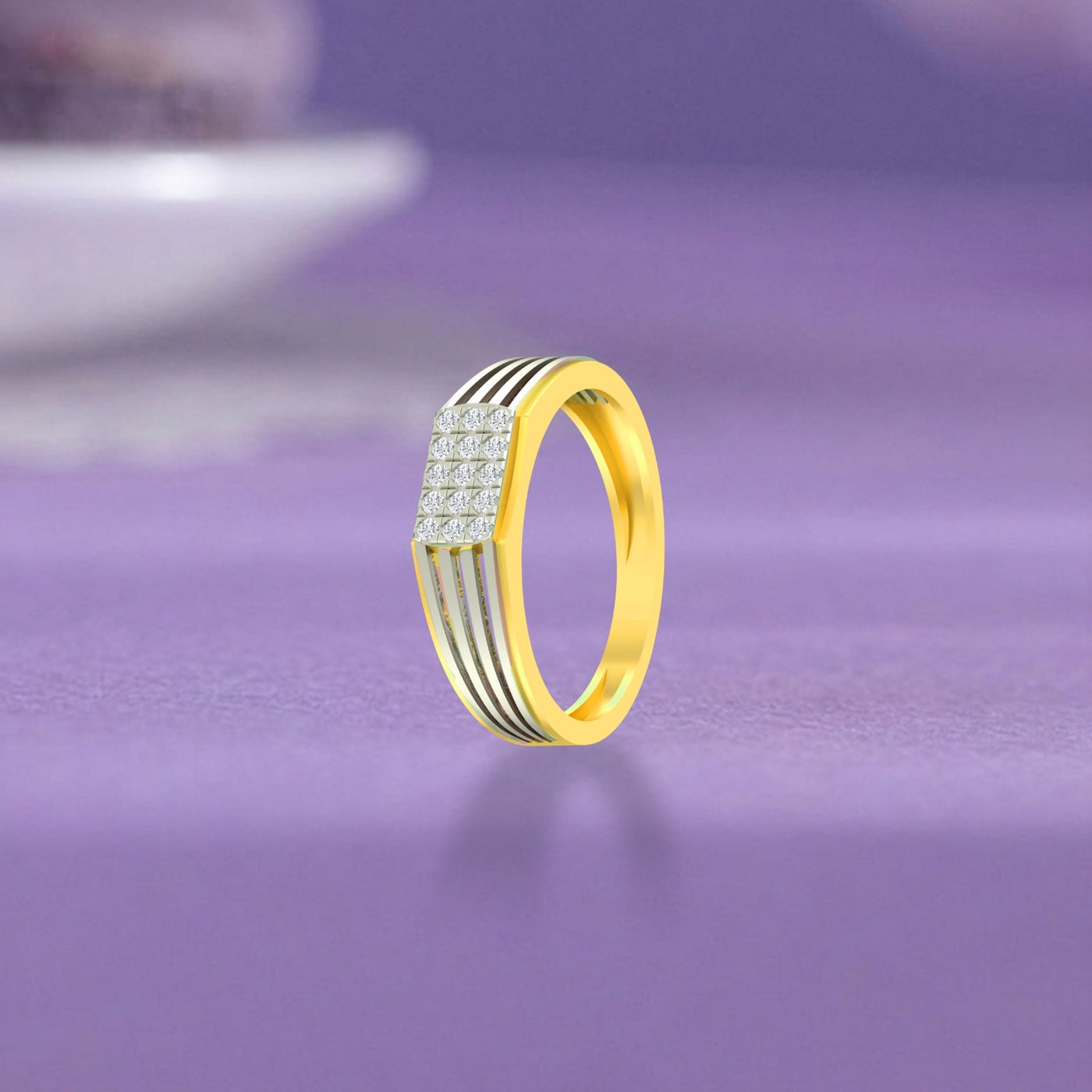 Gold & Diamond Band Ring For Men PRA60278
