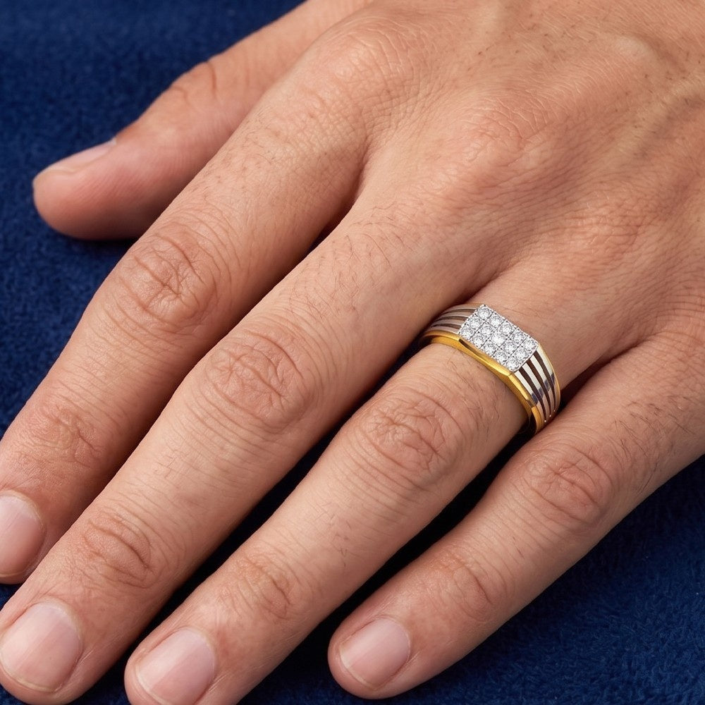 Gold & Diamond Band Ring For Men PRA60278
