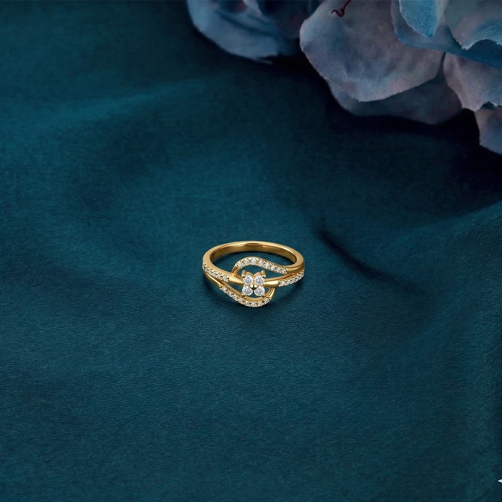 Gold & Diamond Ring For Women KRB10274