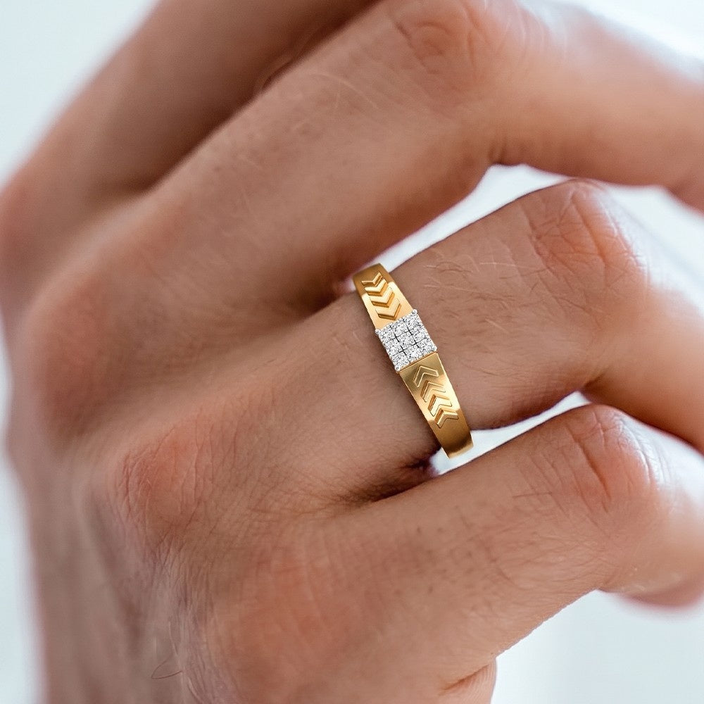 Gold & Diamond Band Ring For Men KRC20040