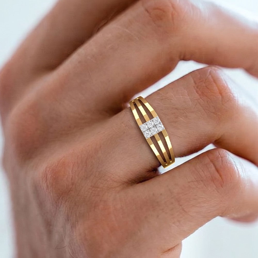 Gold & Diamond Band Ring For Men KRC20063