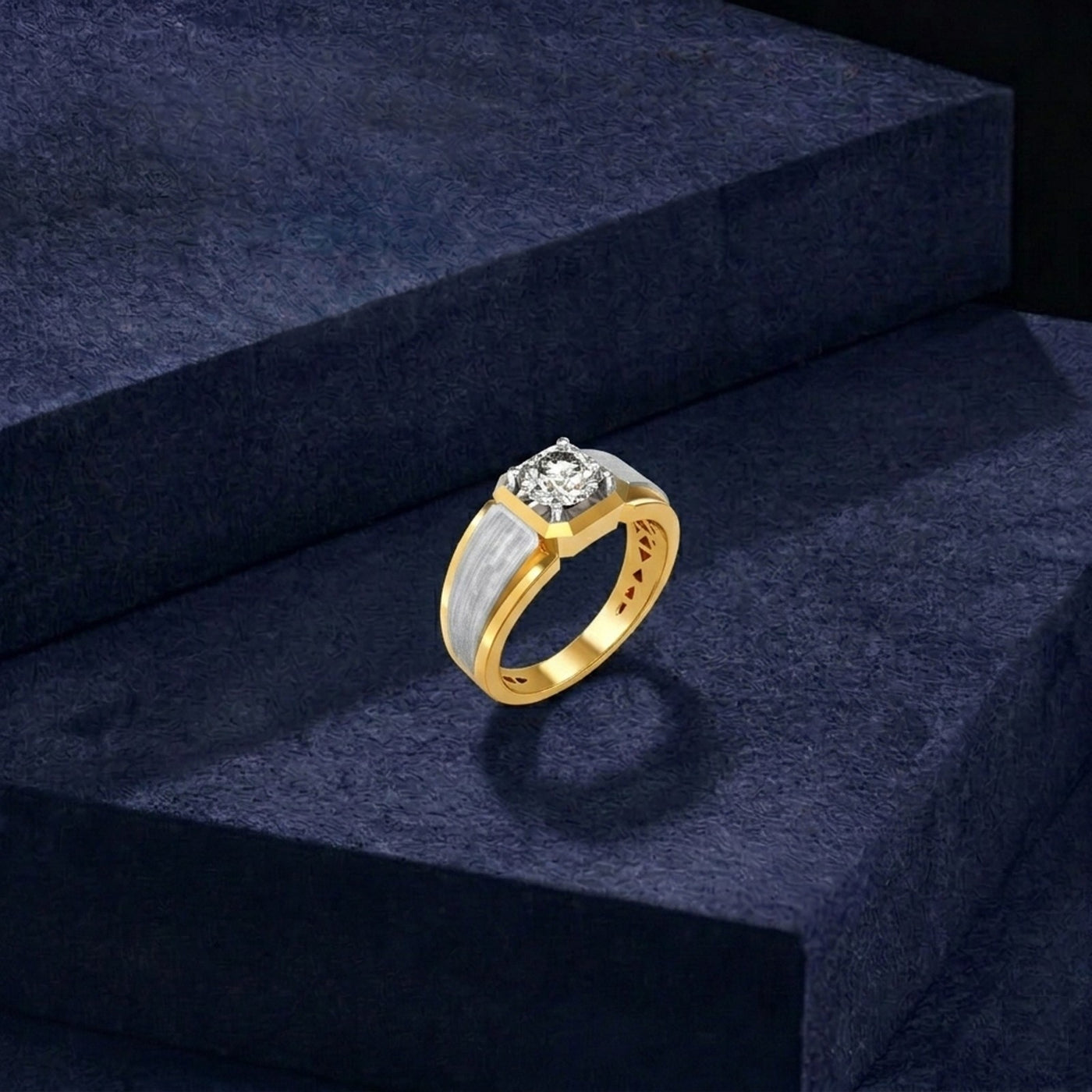 Gold & Diamond Solitaire Ring For Men KRC20254