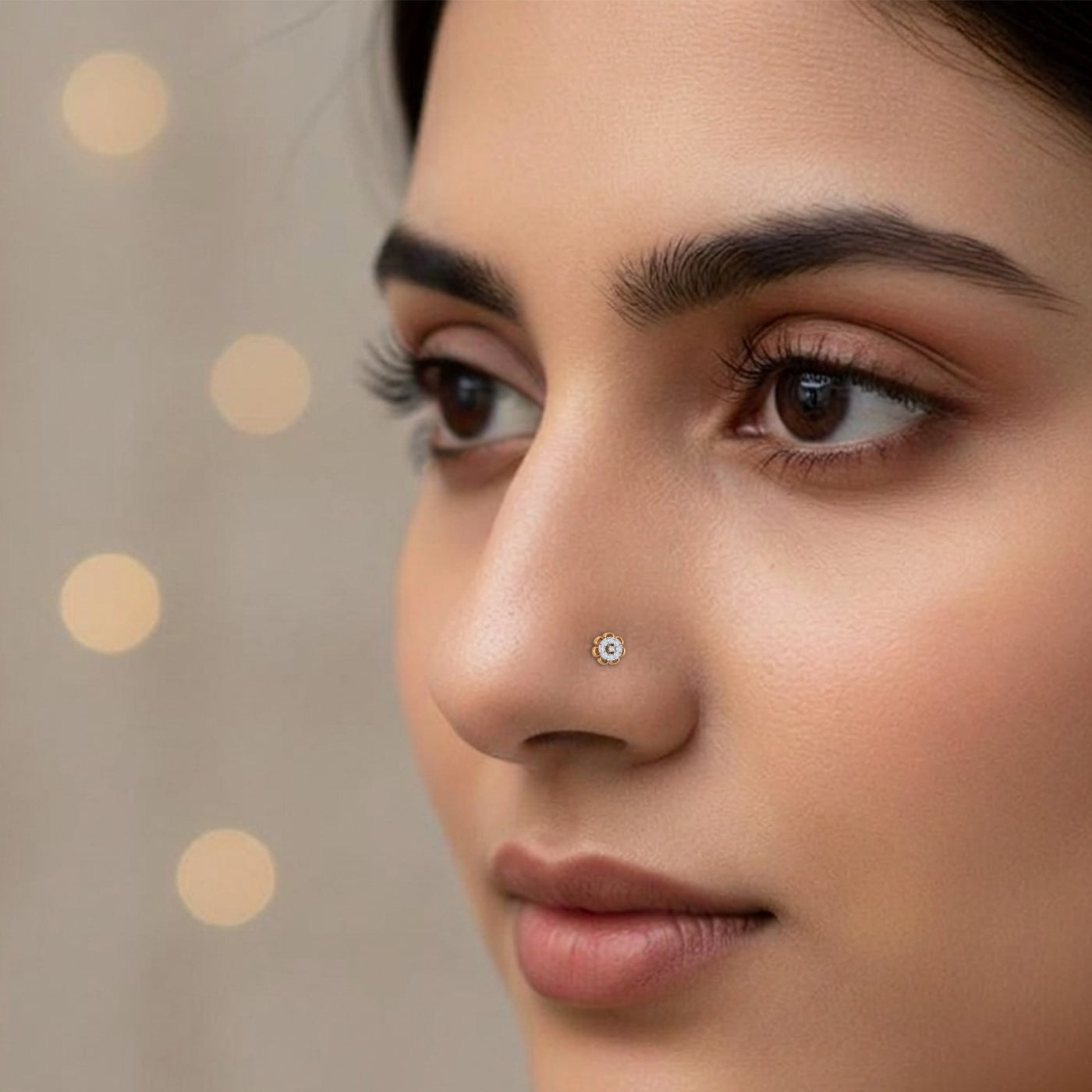 Gold & Diamond Stud Nose Pin KRB80013