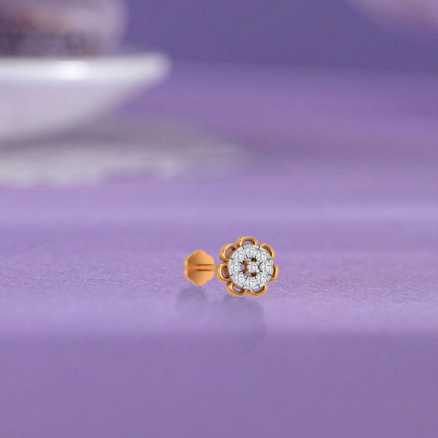 Gold & Diamond Stud Nose Pin KRB80013