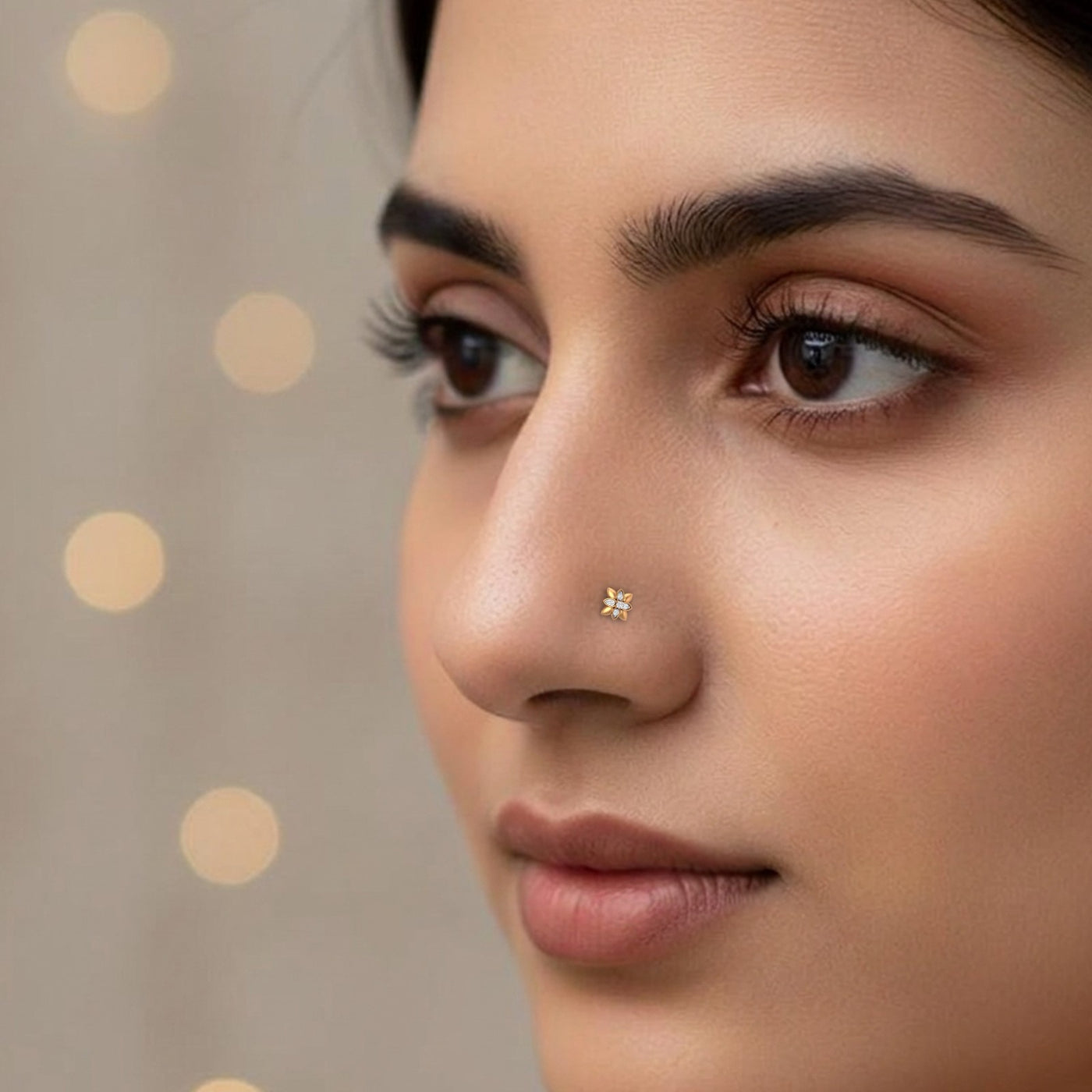 Gold & Diamond Stud Nose Pin KRC80277