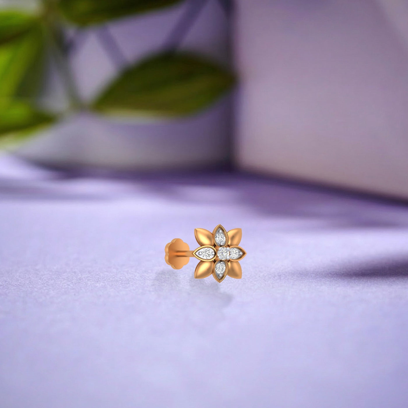 Gold & Diamond Stud Nose Pin KRC80277