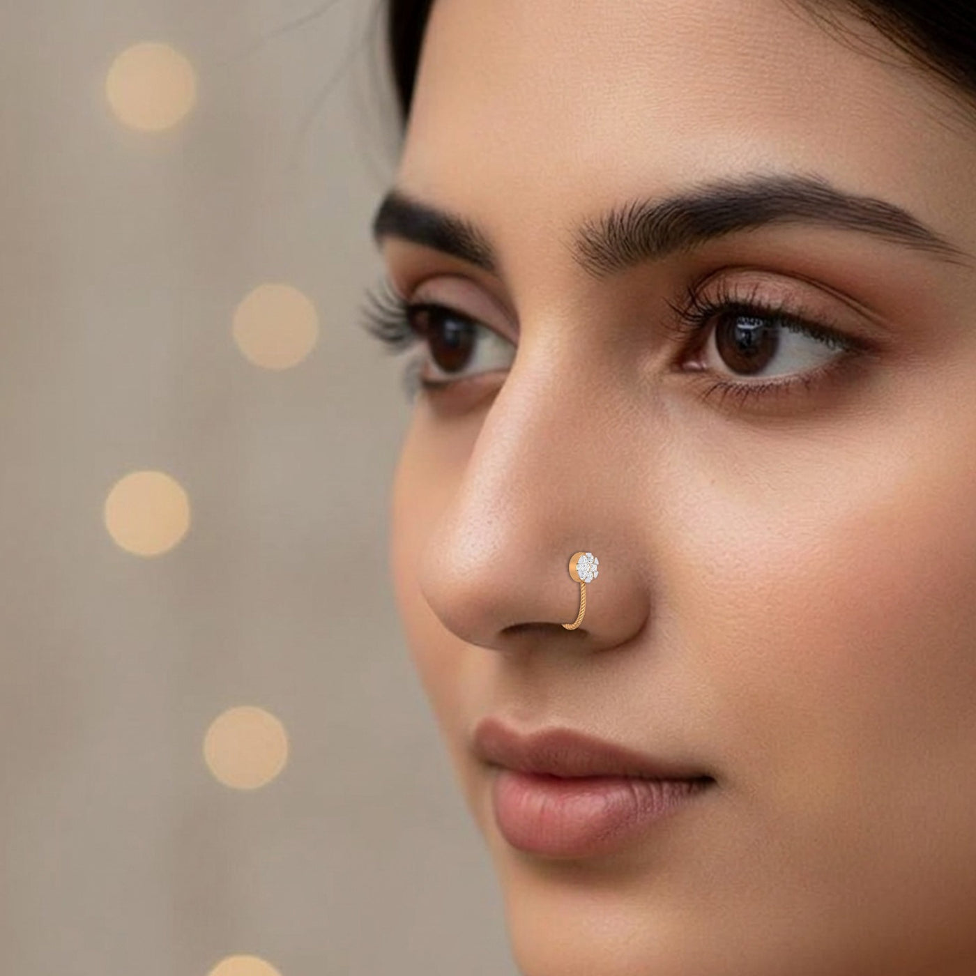 Gold & Diamond Nose Ring KRC80288