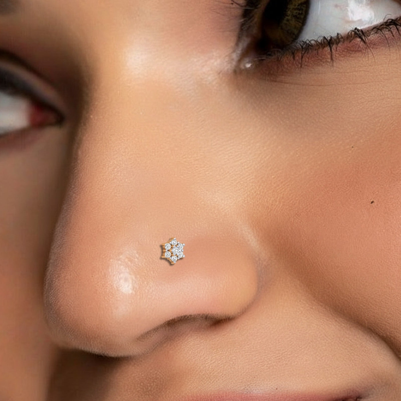Gold & Diamond Stud Nose Pin KRC80294