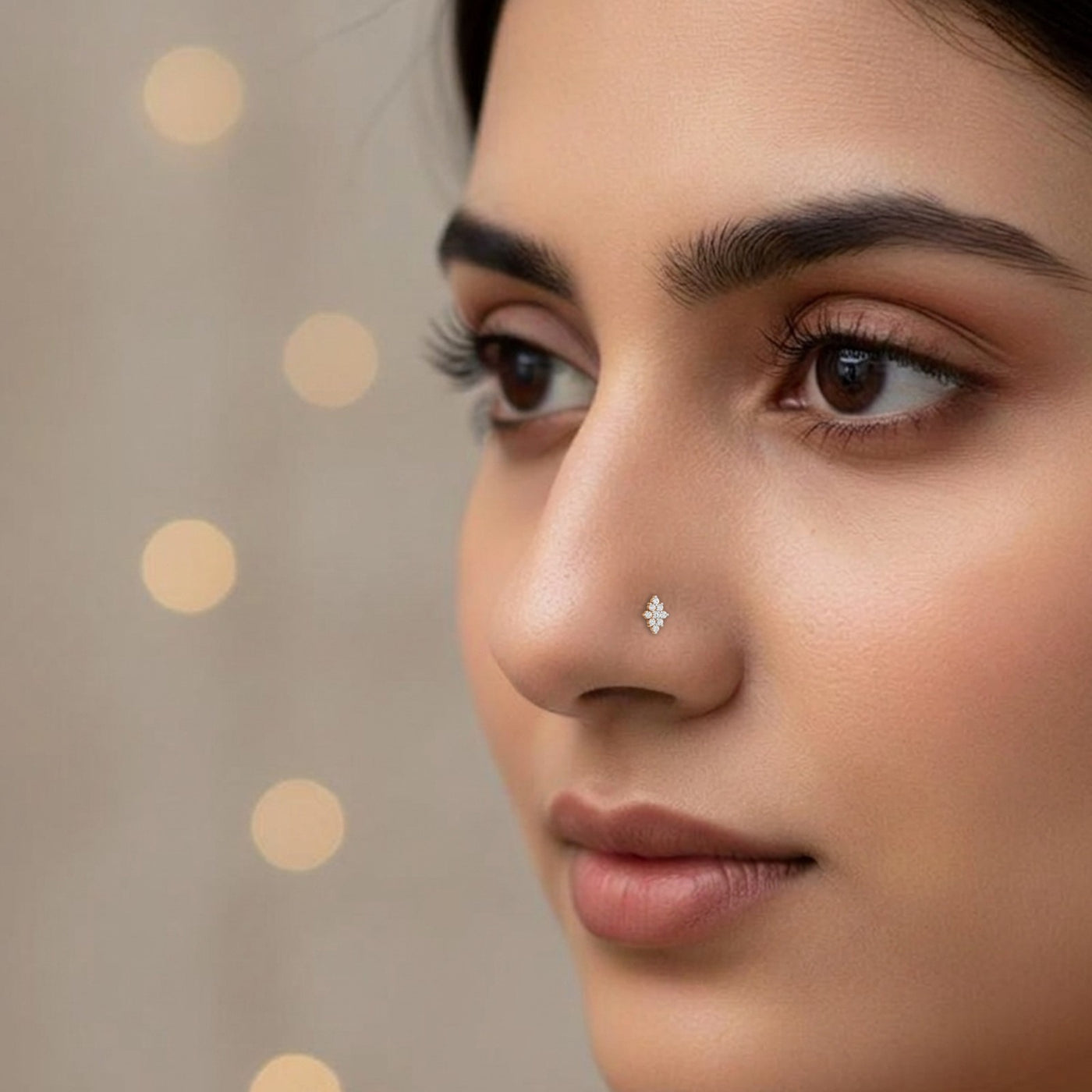 Gold & Diamond Stud Nose Pin KRC80299
