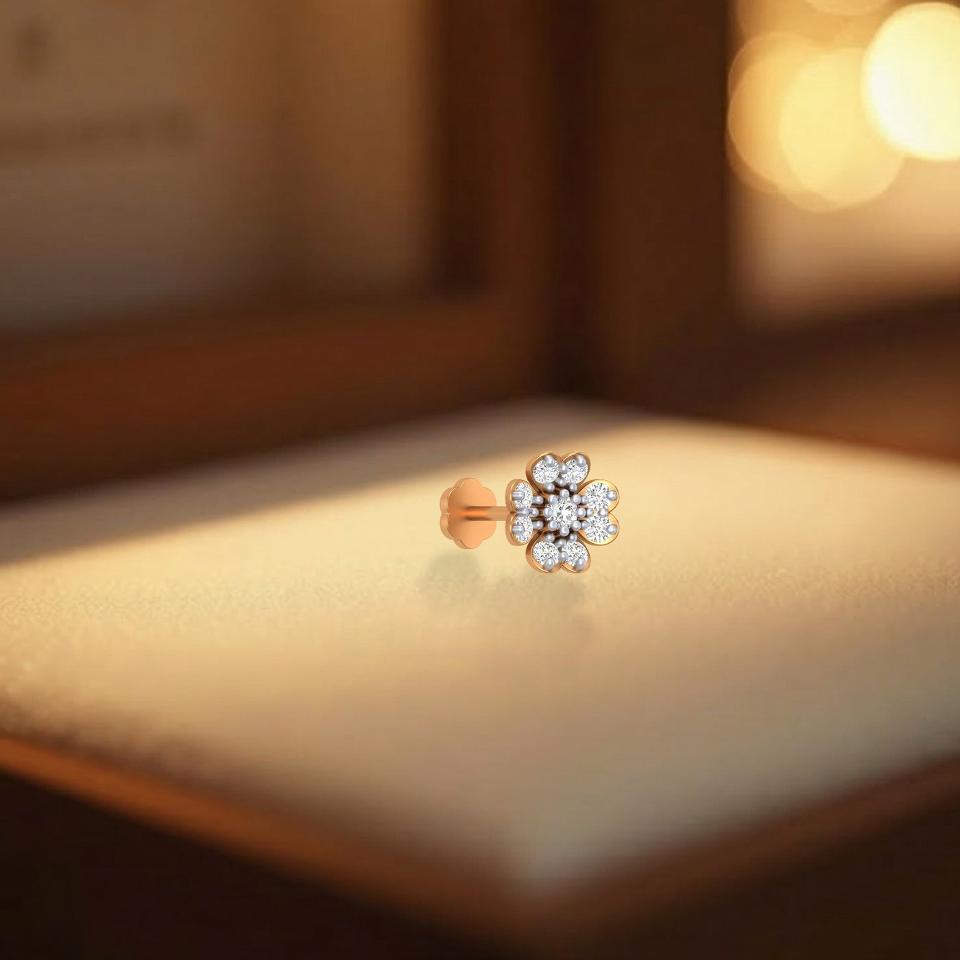 Gold & Diamond Stud Nose Pin KRC80301