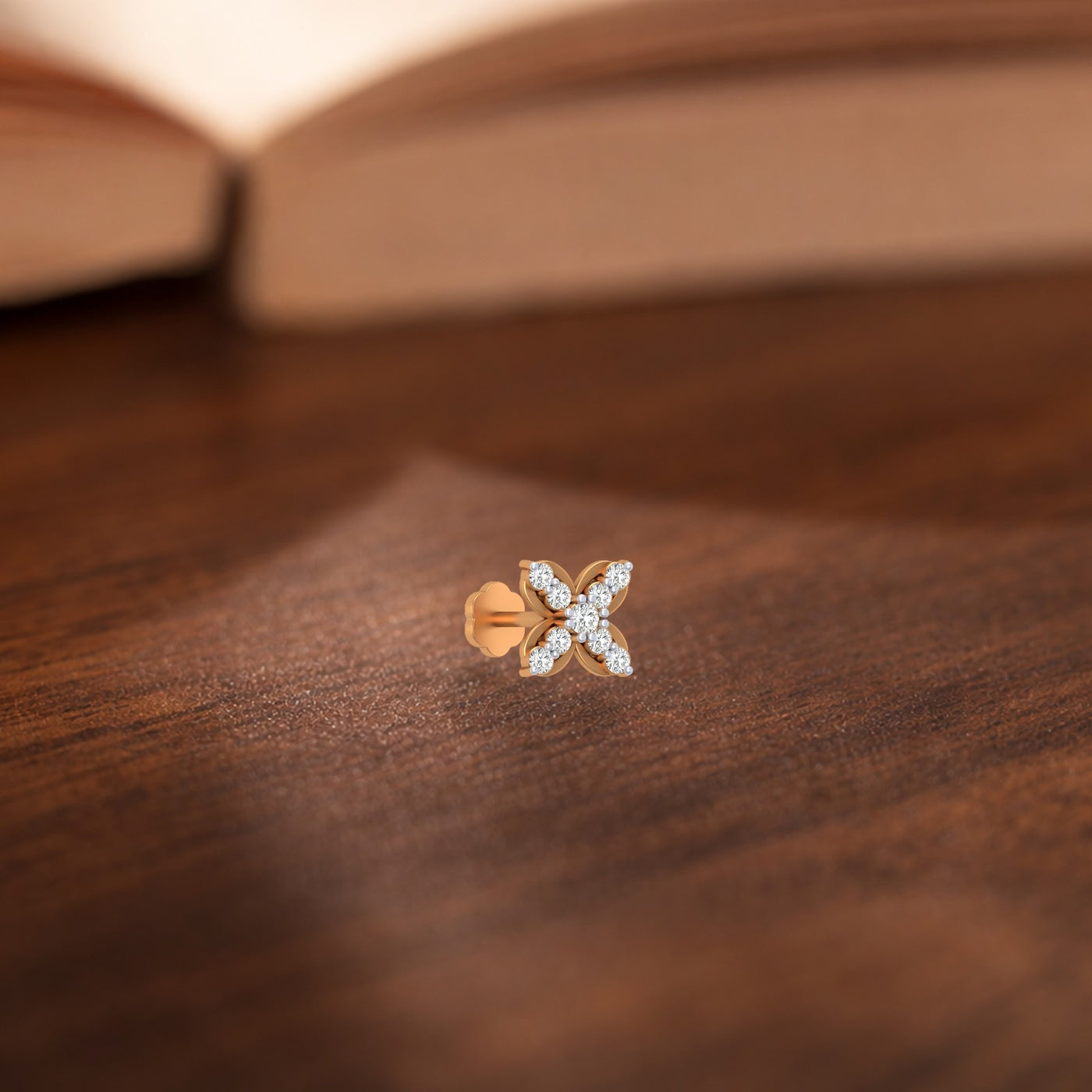 Gold & Diamond Stud Nose Pin KRC80303
