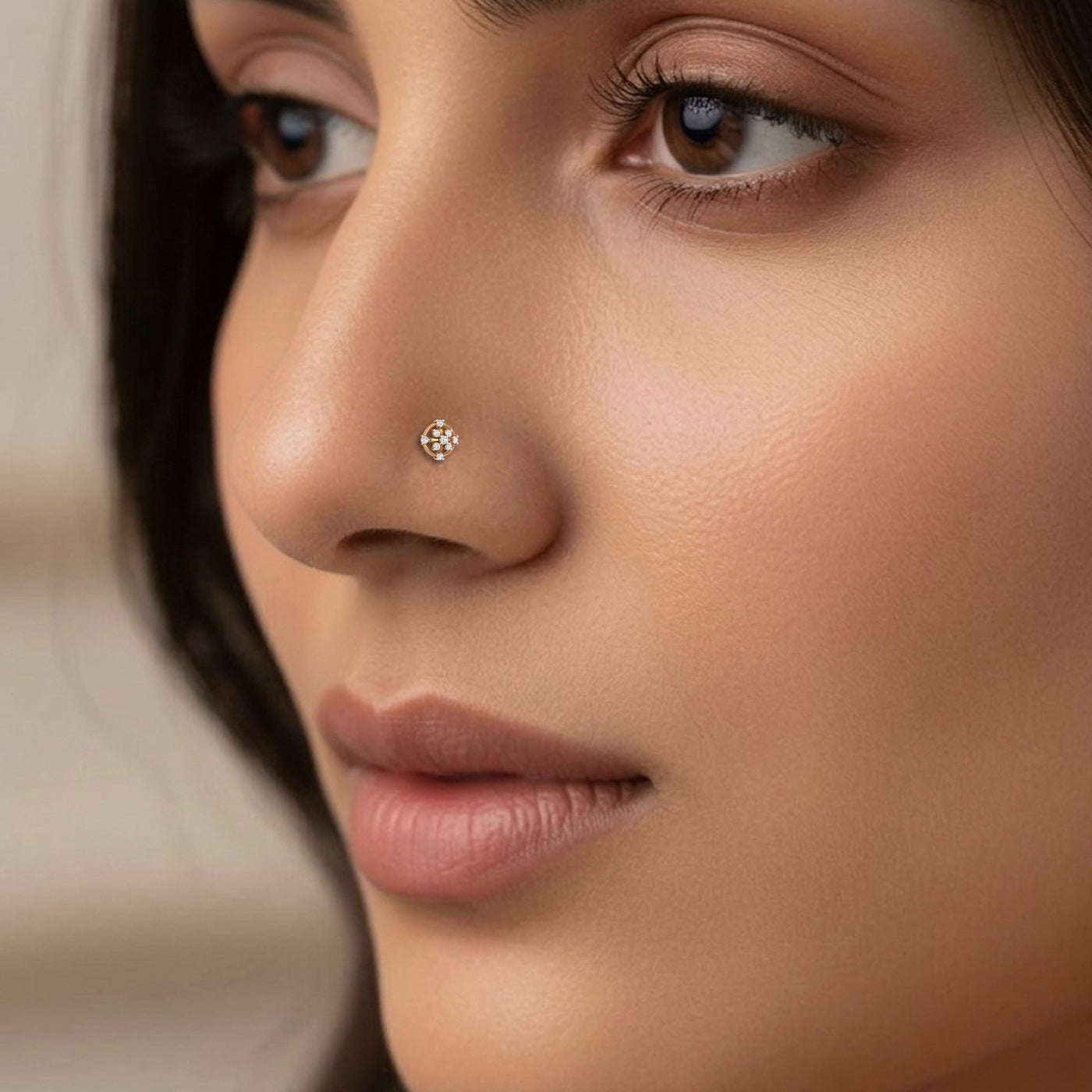 Gold & Diamond Stud Nose Pin KRC80304