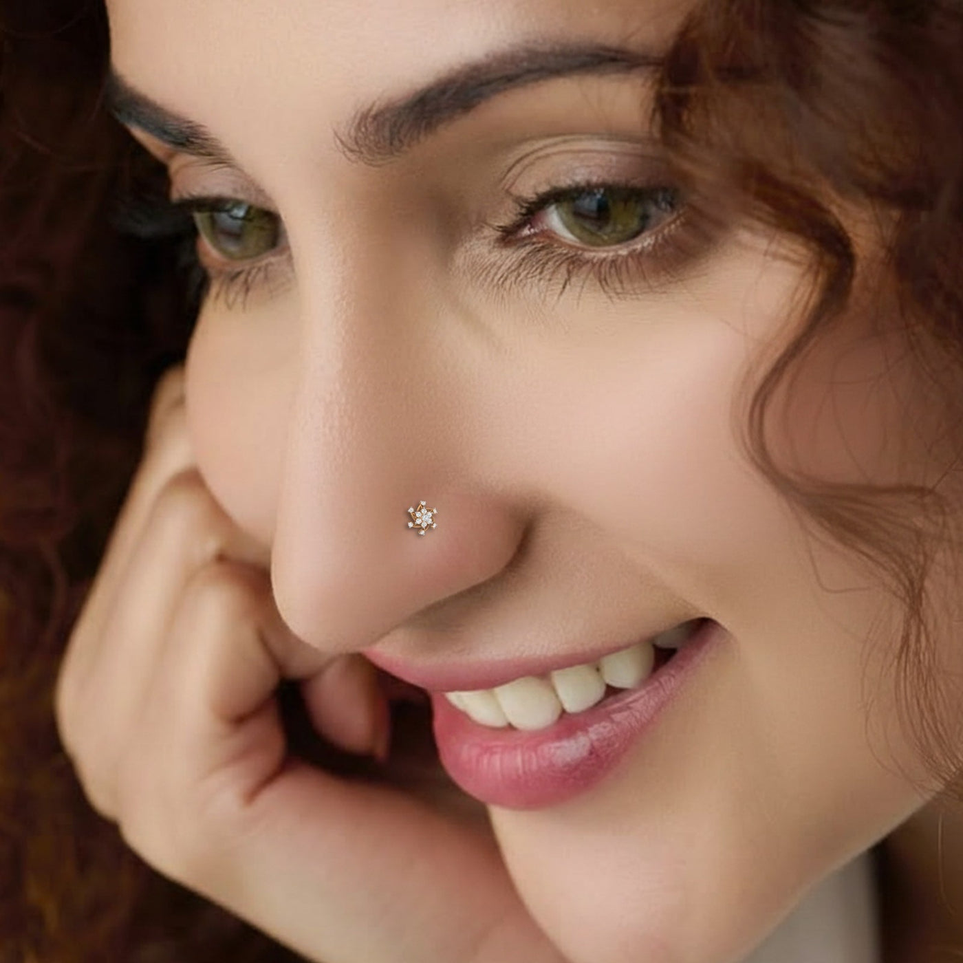 Gold & Diamond Stud Nose Pin KRC80305